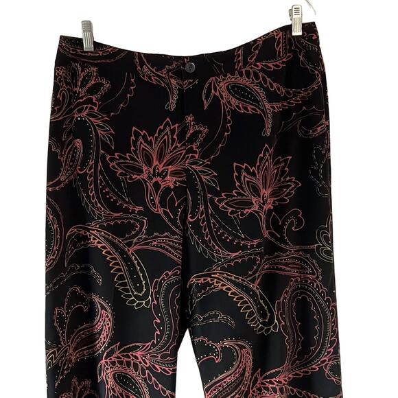Hearts of Palm Black Paisley & Flower Print Pants Woman’s Size 16 - Picture 2 of 12